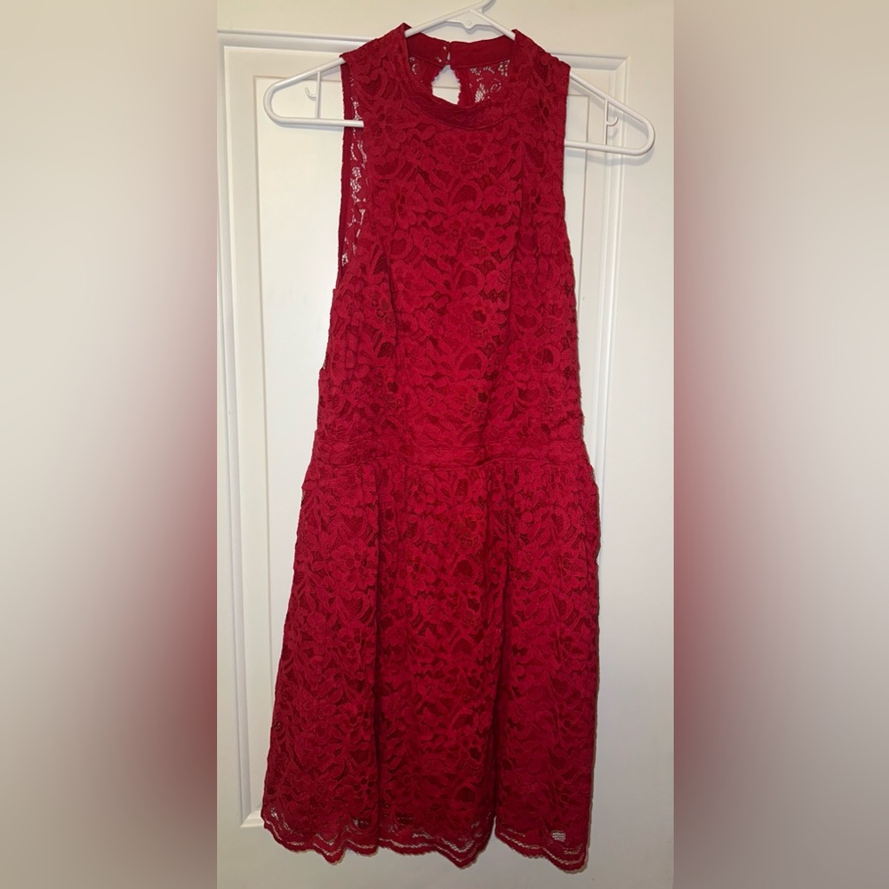 Hollister Red Sleeveless Halter Mini Dress